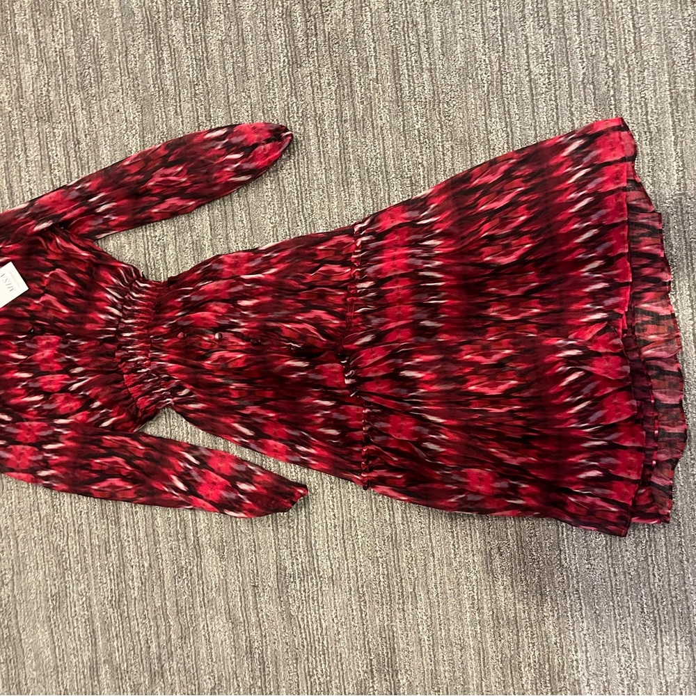 NWT MISA Los Angeles Red and Black Patterned Dress